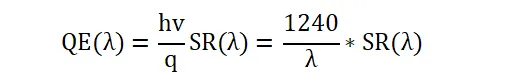 量子效率(QE)与响应度(SR)的关系公式 量子效率(QE)与响应度(SR)的关系公式