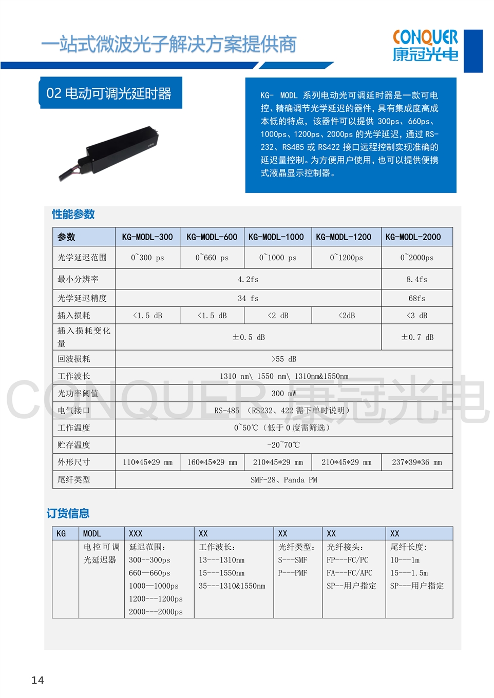 康冠光电微波光子解决方案-电动可调光延时线