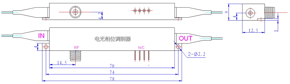 相位调制器器件尺寸图 相位调制器器件尺寸图