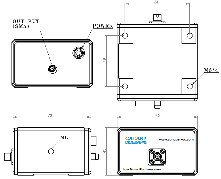 带放大光电探测器PR封装尺寸图